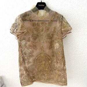 Runway Valentino Gold Hand Embroidered Women's Top